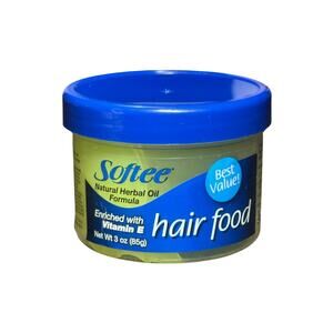 Softee Hair Food Natural Herbal Oil Formula Enriched Vitamin E Sofen Gloss 3oz